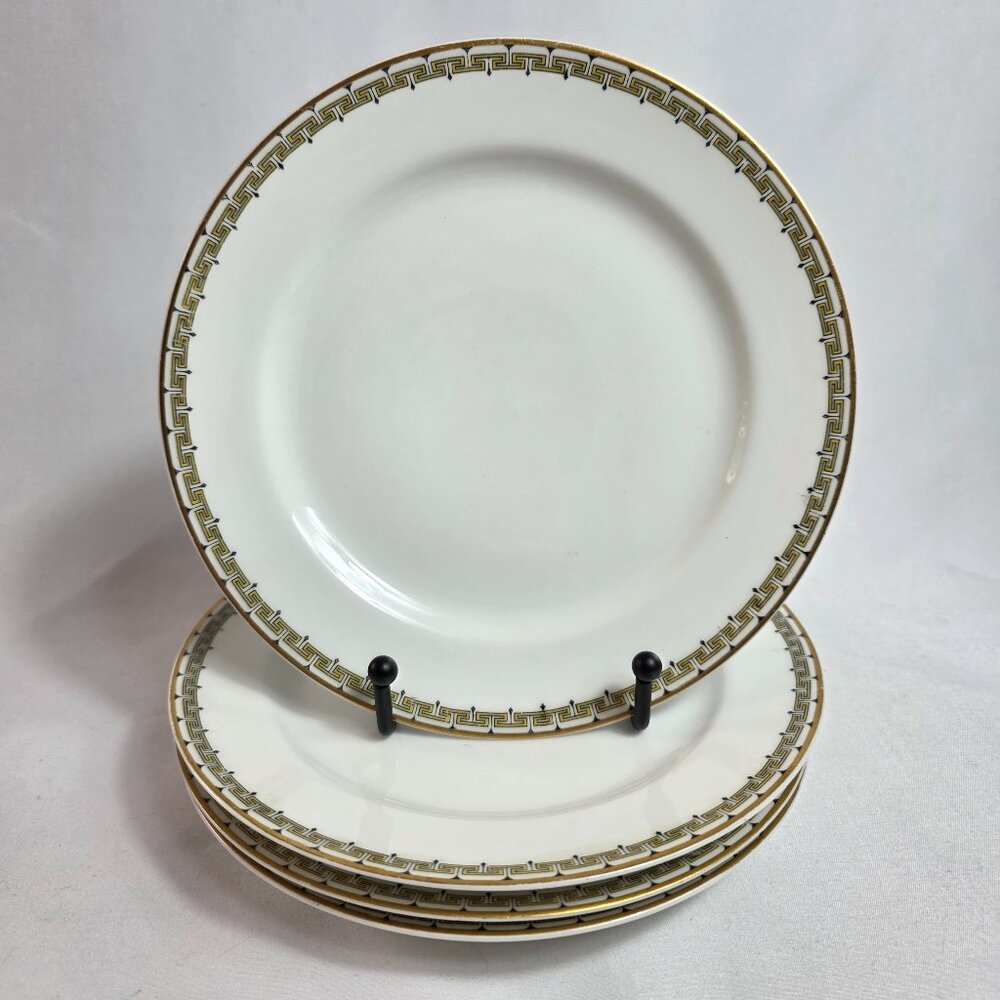 FOUR Haviland Albany Salad Plates Schleiger 107A Yellow & Black Key